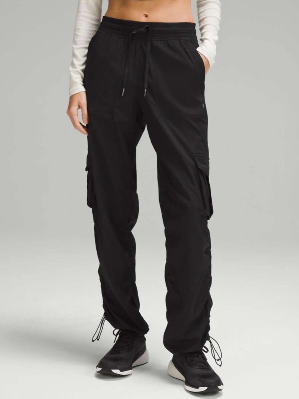 LULULEMON Black Dance Studio Relaxed-Fit Mid-Rise Cargo Comfy Pant Size XL